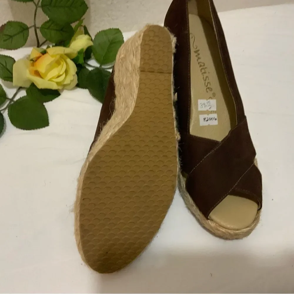 MATISSE Espadrille Heels suede brown size 8 M
